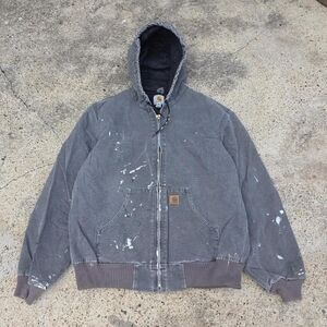 Vintage Carhartt J130 GVL Men’s Hooded Quilt Lined Zip Up Workwear Jacket Size M